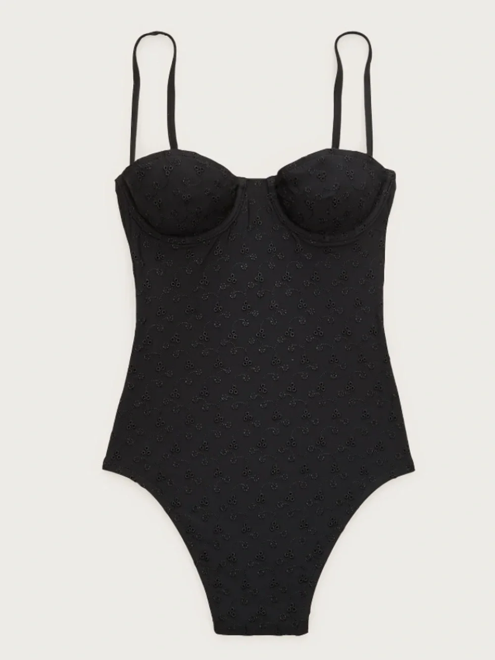 JCrew Balconette Eyelet Black Cup Underwire One Piece Swimsuit NEW Size 8